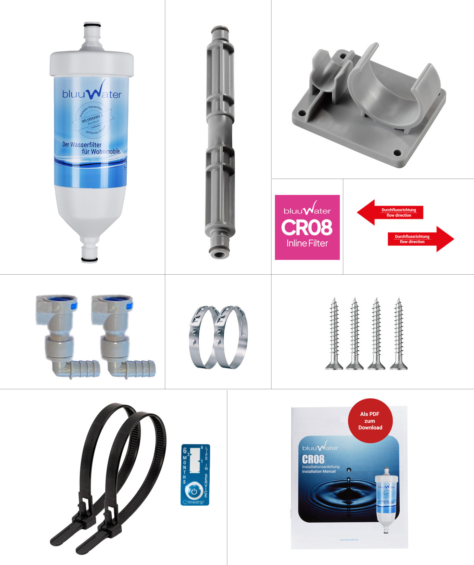 Conjunto de actualización bluuwater para caravanas, autocaravanas y barcos (conexión recta)