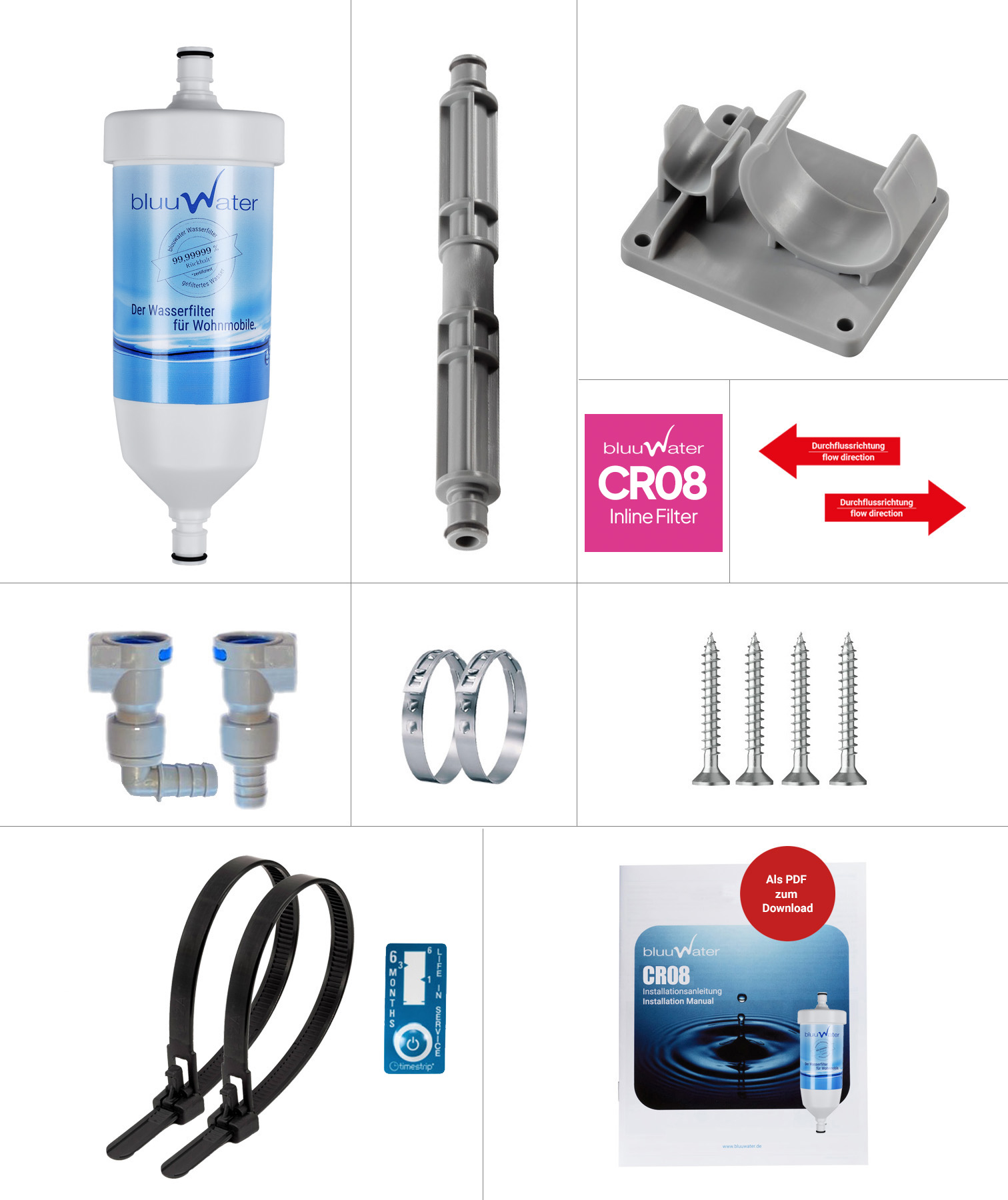 Conjunto de actualización bluuwater para caravanas, autocaravanas y barcos (conexión recta)